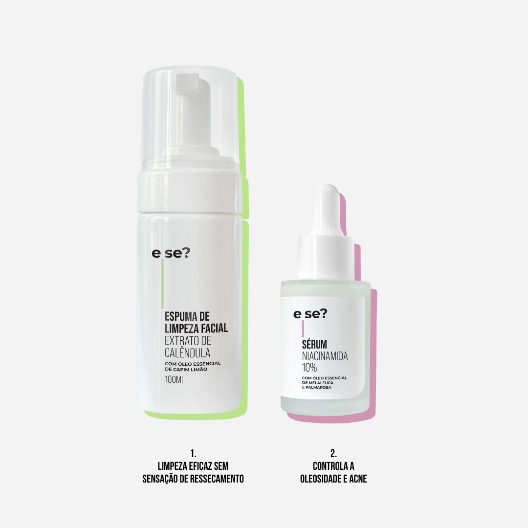 Kit para Controlar a Oleosidade da Pele - Espuma de Limpeza Facial 100ml + Sérum Niacinamida 10% 30ml