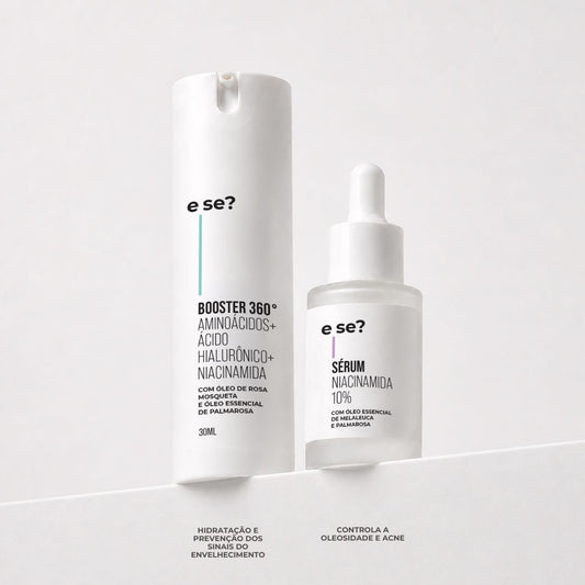 Kit controle e hidratação E Se? — Hidratante Facial Booster 360º 30ml e Sérum Niacinamida 10% 30ml