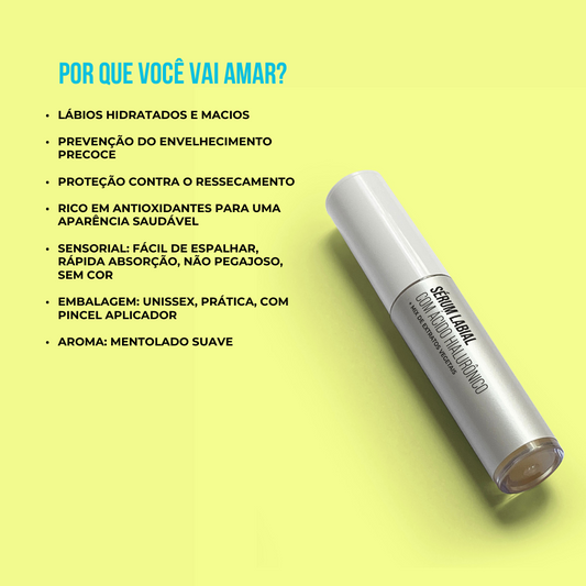 Sérum Labial com Ácido Hialurônico + Mix de Extratos Vegetais - 6ml