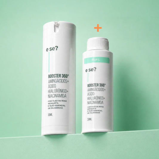 Hidratante Facial Booster 360º E Se? Cosméticos com refil — aminoácidos, ácido hialurônico e niacinamida 30ml
