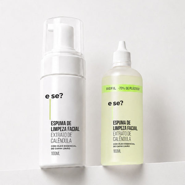 Kit Espuma de Limpeza Facial e Refil E Se? Cosméticos — limpeza suave com hidratação para uso diário 100ml