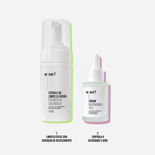 Kit para Controlar a Oleosidade da Pele - Espuma de Limpeza Facial 100ml + Sérum Niacinamida 10% 30ml