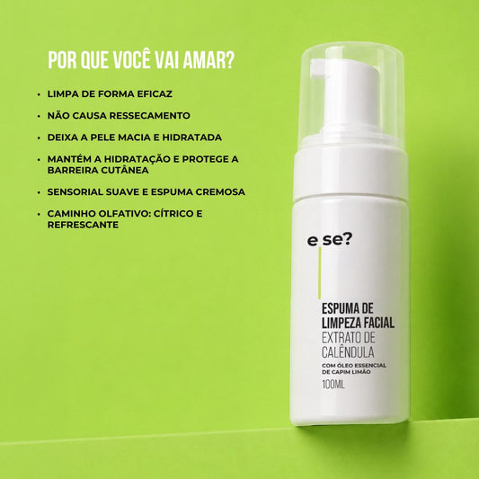 Espuma de Limpeza Facial E Se? Cosméticos — limpeza suave com hidratação para uso diário 100ml