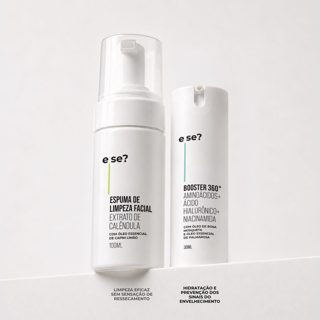 Kit limpeza e hidratação E Se? Cosméticos — Espuma de Limpeza Facial 100ml e Hidratante Booster 360º 30ml