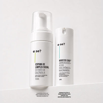 Kit limpeza e hidratação E Se? Cosméticos — Espuma de Limpeza Facial 100ml e Hidratante Booster 360º 30ml