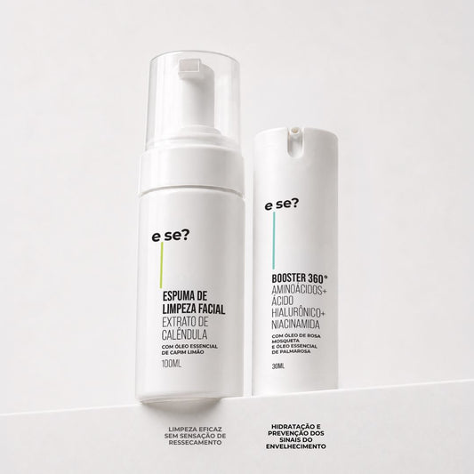 Kit limpeza e hidratação E Se? Cosméticos — Espuma de Limpeza Facial 100ml e Hidratante Booster 360º 30ml