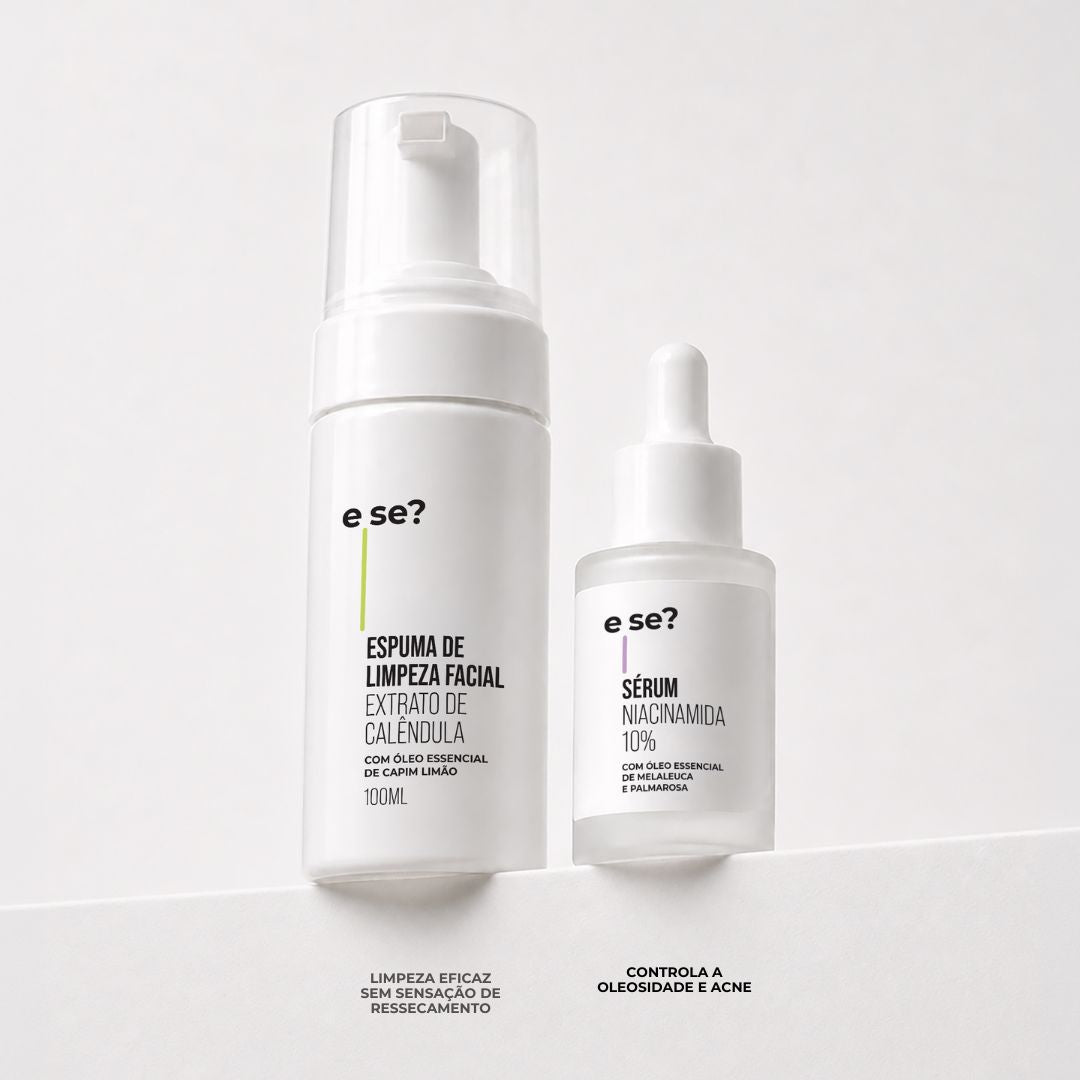 Kit controle de oleosidade E Se? — Espuma de Limpeza Facial 100ml e Sérum Niacinamida 10% 30ml