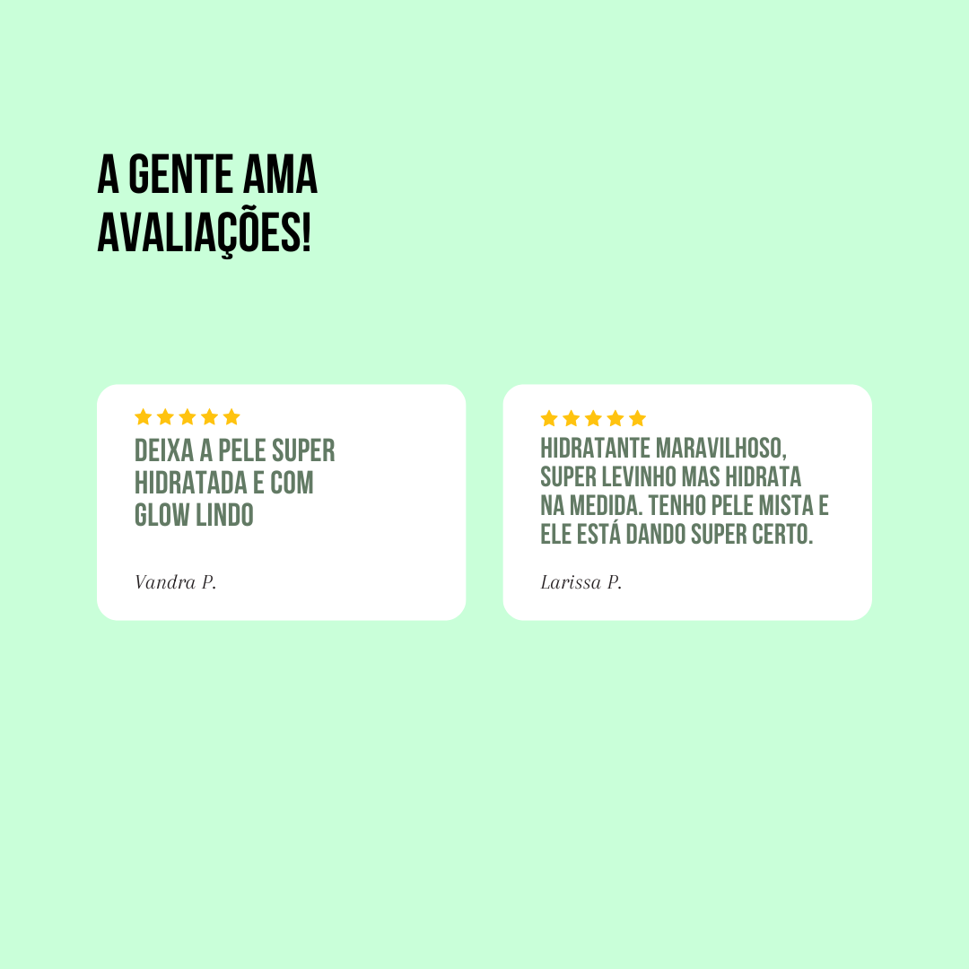 Kit hidratante facial com niacinamida com avaliações positivas de clientes satisfeitos.
