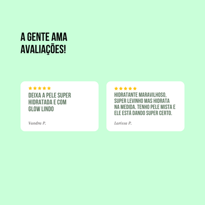 Kit hidratante facial com niacinamida com avaliações positivas de clientes satisfeitos.